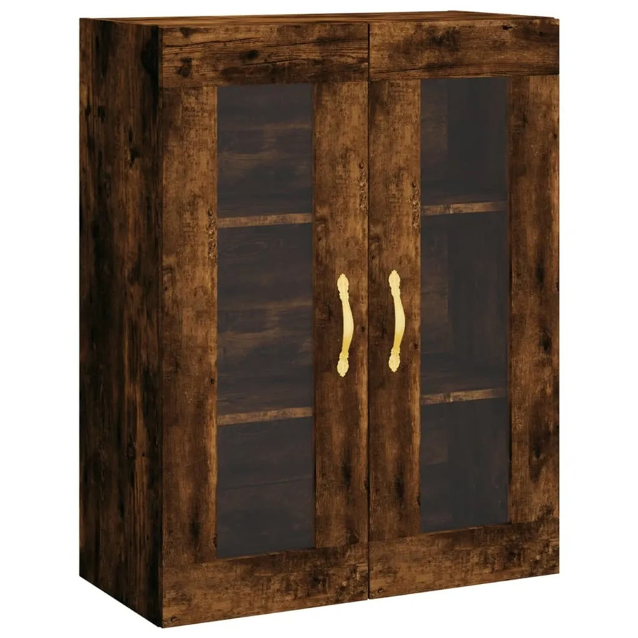 vidaXL Wandschrank Räuchereiche mit Glastüren, B/T/H: 69,5 x 34 x 90 cm - Bild 2