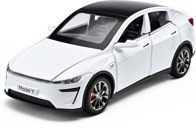 Fourall- Model Cars Tesla Model Y, Modellauto, 1:32, mit Licht und Sound, weiß - Bild 1