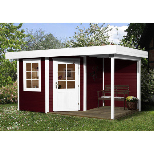 WEKA Holz-Gartenhaus 213 mit Flachdach in Rot, B/H/T: 442 x 237 x 278 cm - Bild 5
