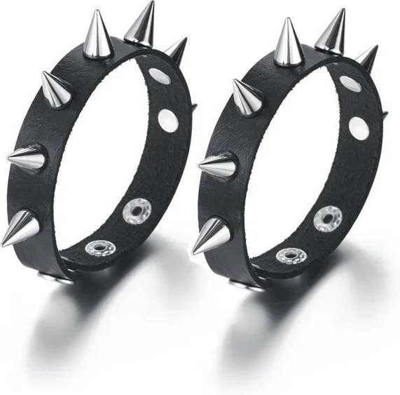 YULIN Armband, Leder, Schwarz, Nieten, Unisex - Bild 1