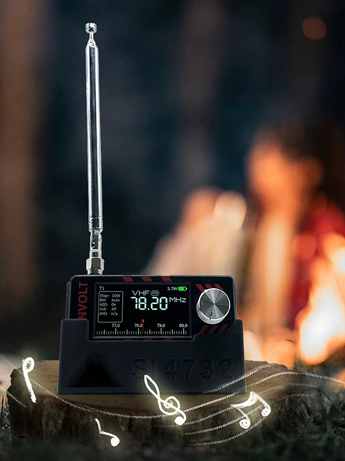 APWIKOGER Universal Radio Halterung für ATS MINI SI4732 DSP Radio Receiver mit integrierter Sound Guide Groove in Schwarz - Bild 6