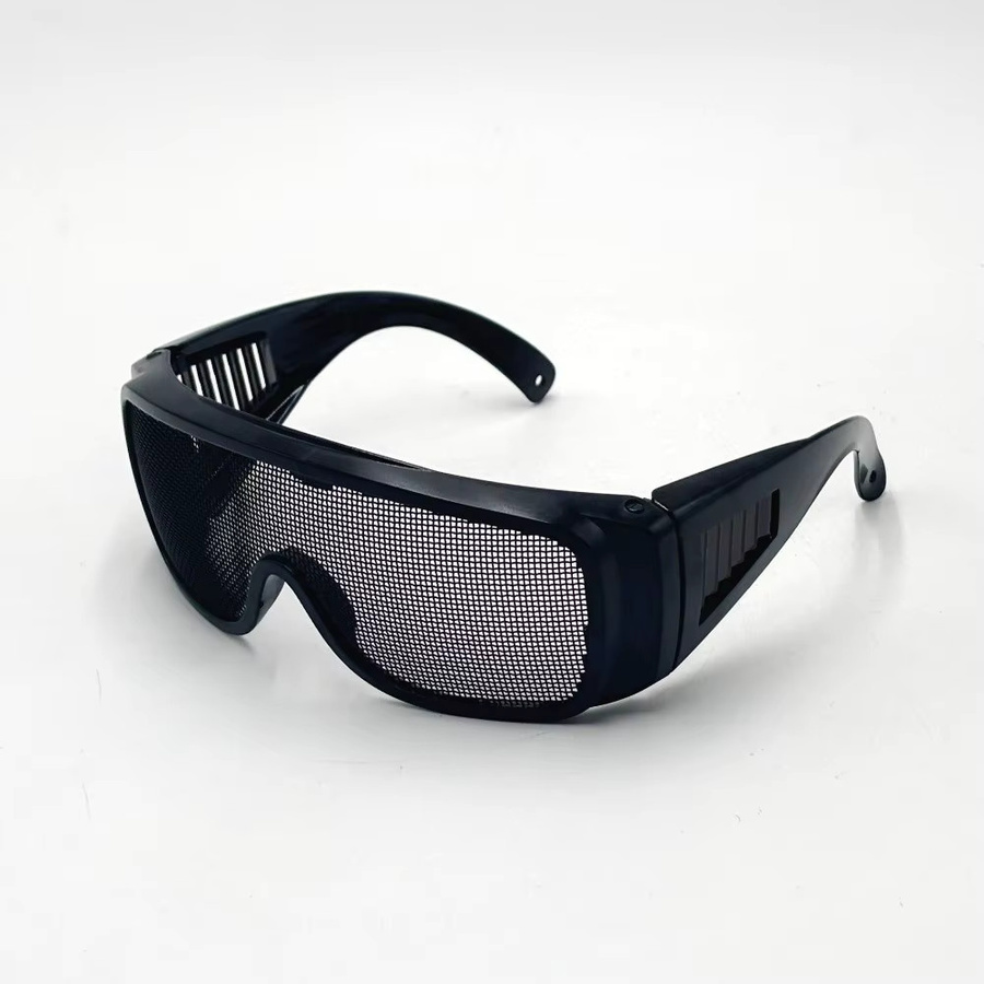 Schlagfeste Sicherheitsbrille aus Edelstahl und Metallgeflecht in Schwarz mit klarem Glas - Bild 4