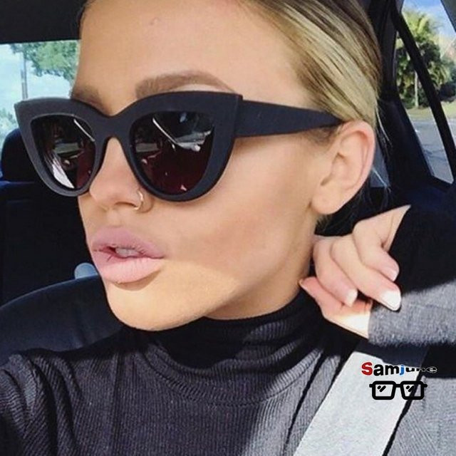 Samjune Cat Eye Sonnenbrille, Vollrand, Schwarz, Kunststoff, Damen - Bild 1