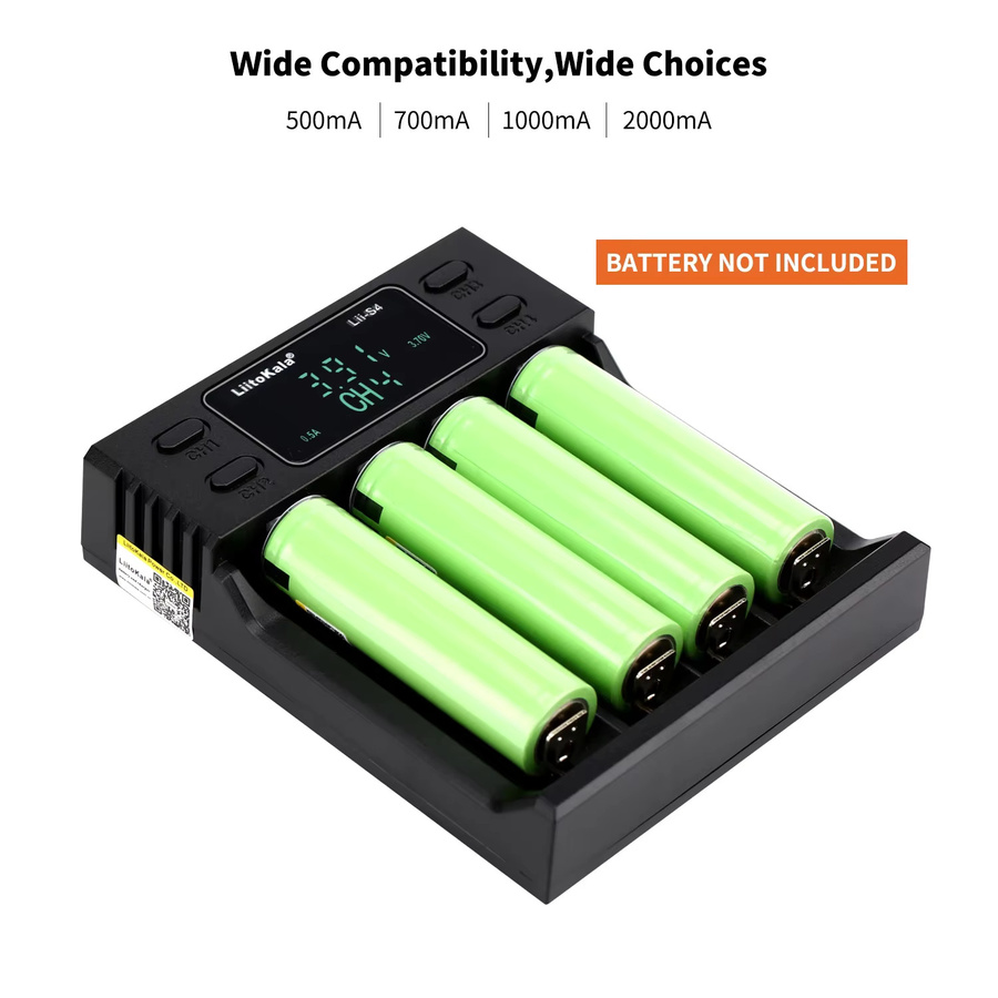 LiitoKala Intelligentes Batterieladegerät für Lithium-Ionen und Nickel-Wasserstoff Akkus in Schwarz (18650, 26650, 21700, AA, AAA) - Bild 4