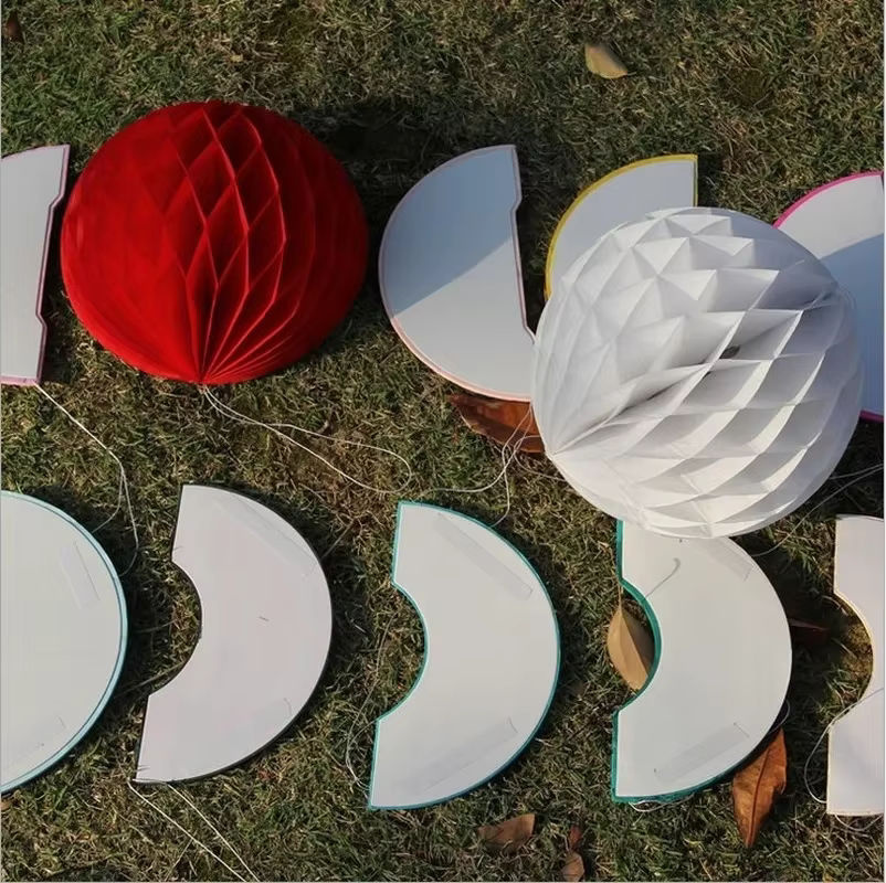 Merylover 5er Set runde Wabenblumenbälle aus Papier für Hochzeit und Party, mehrfarbig und rosa, Durchmesser: 15 cm - Bild 5