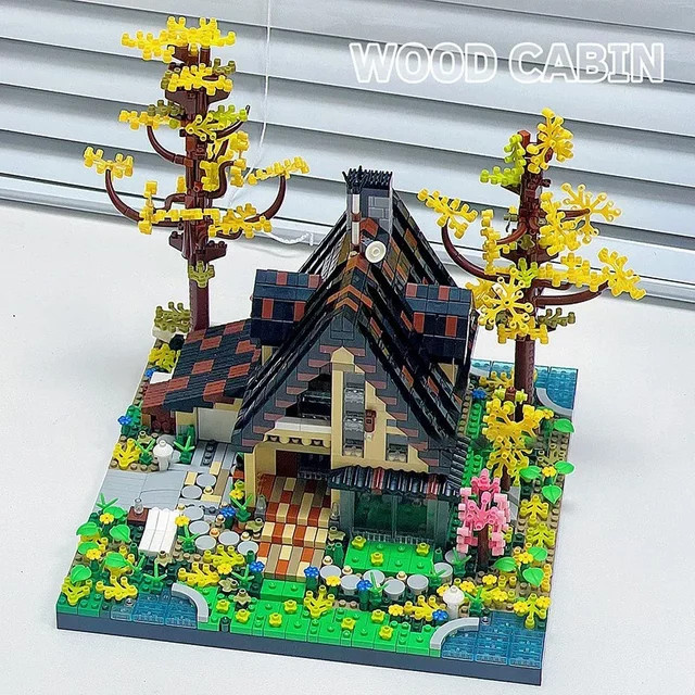 CONUSEA Holzhaus-Bausteine, Mikro-DIY-Montagemodell, Architektur-Bausteine Spielzeug - Bild 1