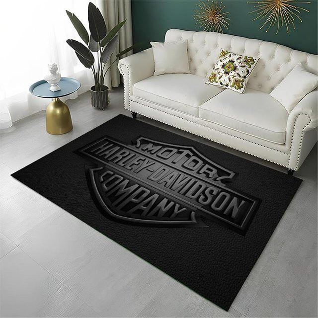 ChenYing01 H-Harleys Racing Moto Teppich in Schwarz, rutschfest und waschbar, B/T: 150 x 100 cm - Bild 1