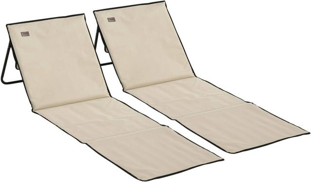 Outsunny Sonnenliege beige aus Polyester und pulverbeschichtetem Stahl mit verstellbarer Kopfstütze, B/H/L: 51 x 142 x 40 cm - Bild 1