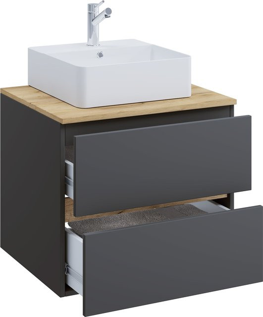 VCM Waschtisch-Set Cosila-A mit Keramikbecken und Badschrank mit 2 Softclose-Schubladen, H x B x T: 51 x 60 x 47 cm - Bild 1