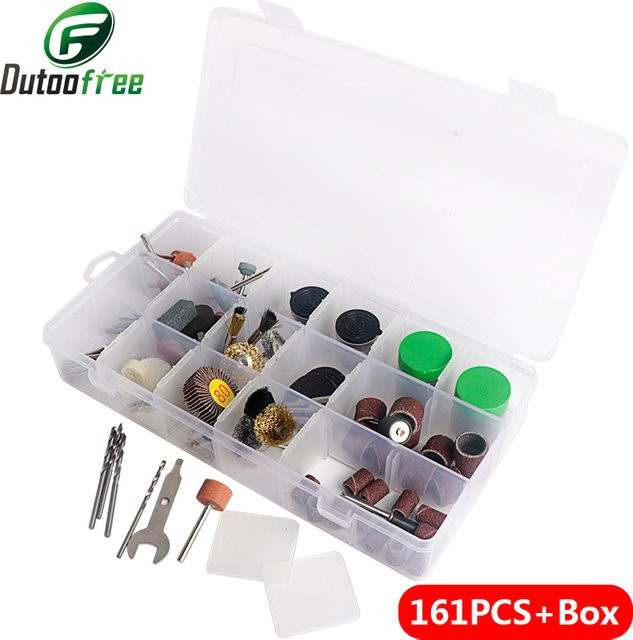 Dutoofree 161-teiliges Bit-Set für Rotary-Maschinen zum Schleifen, Polieren und Schneiden inklusive Aufbewahrungsbox, Mehrfarbig - Bild 1