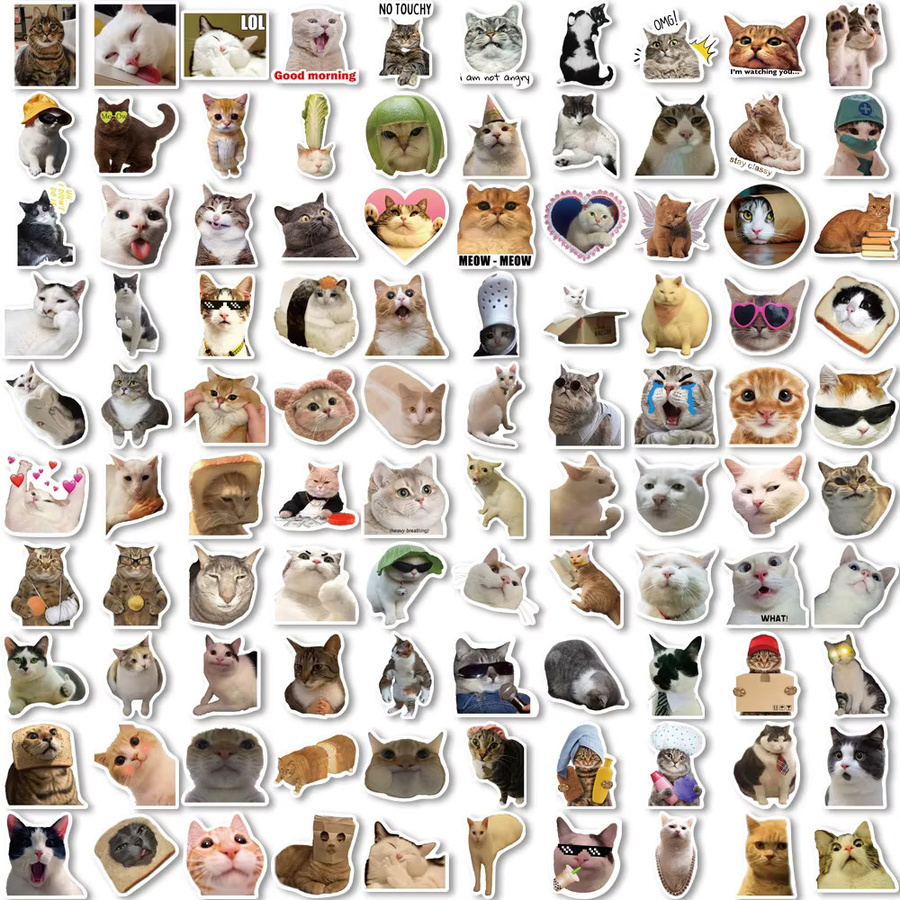 Rspctou Tier-Katzen-MEME-Graffiti-Aufkleber, wasserdicht, multicolor - Bild 4