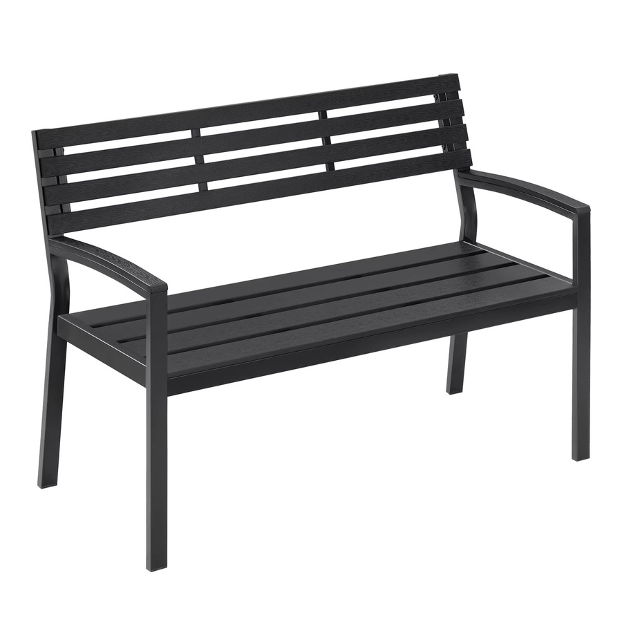 WOLTU Wetterfeste Gartenbank aus Metall in Schwarz, modern mit Armlehnen, Breite: 115 cm, für 2-3 Personen - Bild 2