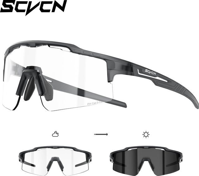 SCVCN Photochrome Sportsonnenbrille, Unisex, Vollrand, Kunststoff, silver, black - Bild 1