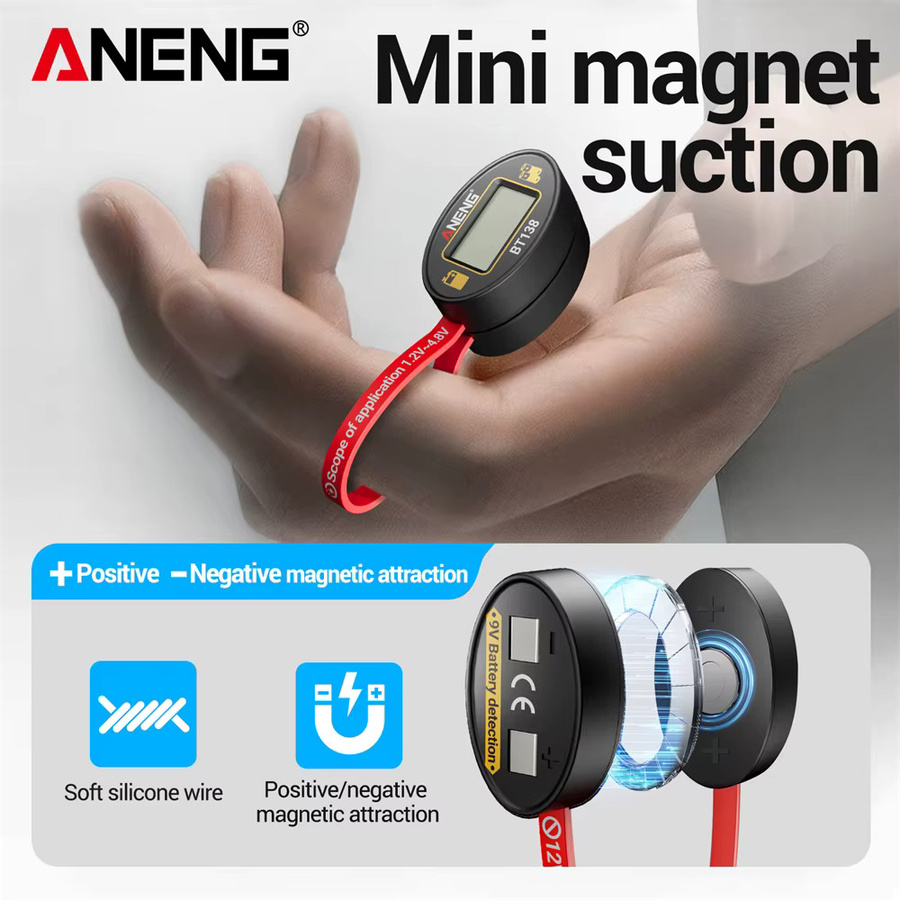 ANENG BT138 Digitaler Batterietester in Schwarz zur Kapazitätsanalyse von AAA, AA und Knopfzellen - Bild 3