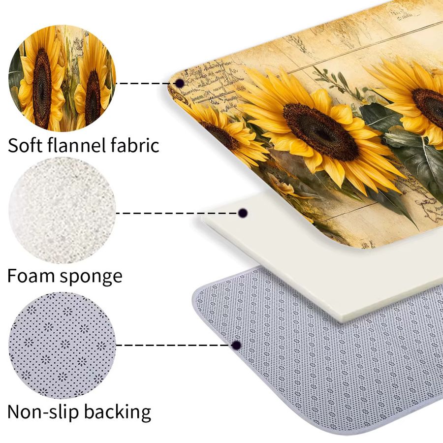 VIKAMA Küchenmatte mit Blumen und Pflanzen im Herbst-Sonnenblumen-Design für Innen und Außen - Bild 4