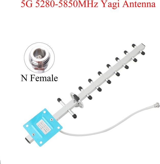 LYNNDM 5G Yagi-Antenne mit 13 dBi Verstärkung, Frequenzbereich 5280–5850 MHz, N-Buchse, externe Außenantenne für GSM, UMTS, LTE und Mobile Repeater, Farbe: Silber - Bild 1