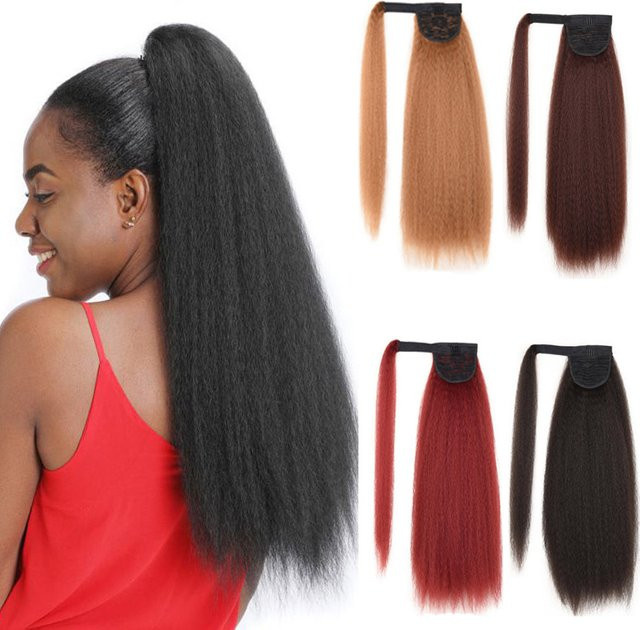 Jeedou Yaki Glatter Synthetischer Haar-Pferdeschwanz, 55 cm, Schwarz, Damen - Bild 1
