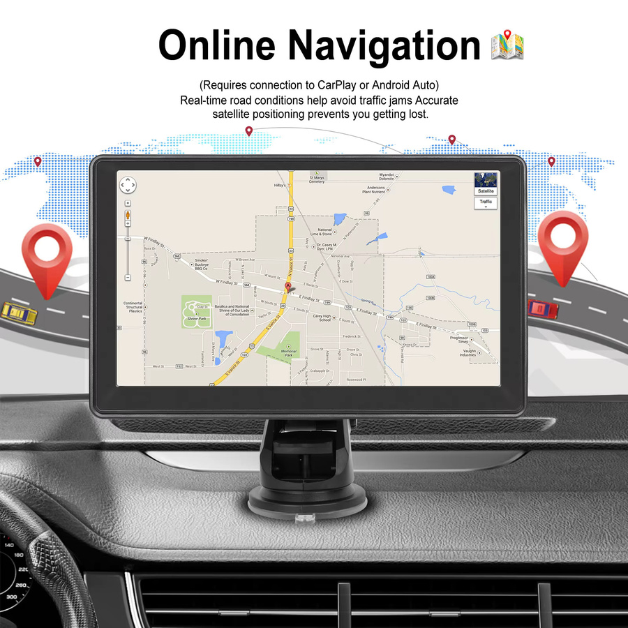 Podofo Carplay Autoradio mit Android Auto, Mirror Link und Airplay, Multimedia-Player mit Nachtsicht, EQ-Sound, FM und Bluetooth in Schwarz - Bild 3