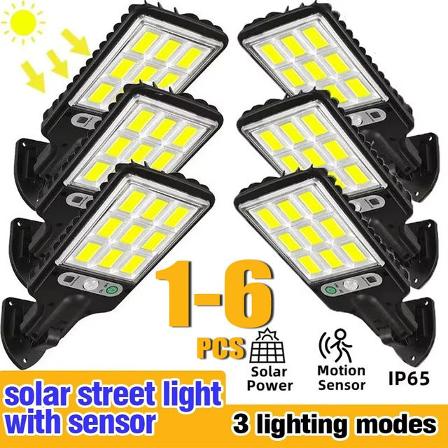 XIWANGFIRE Solar Außenleuchte mit Bewegungssensor und 117 COB LED, wasserdichte Sicherheits-Wandleuchte für Garten, Terrasse und Hof, 3 Modi, Weiß oder Schwarz - Bild 1