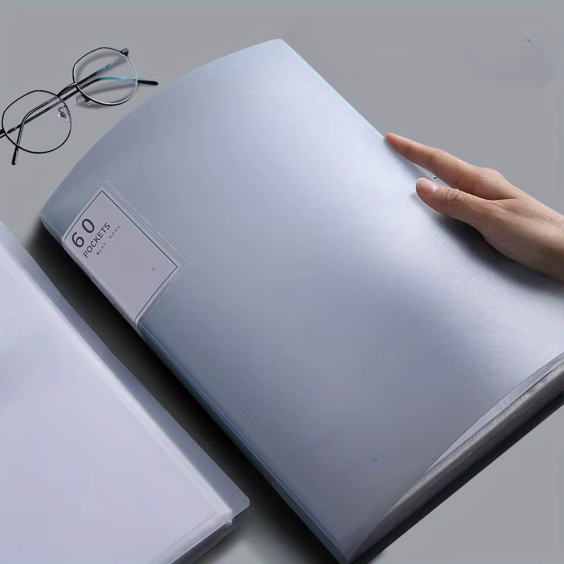 Datenbuch A4 in Blau mit transparentem Einsatz, mehrschichtiger klassifizierter Aufbewahrungsordner aus Kunststoff mit 60 Fächern - Bild 3