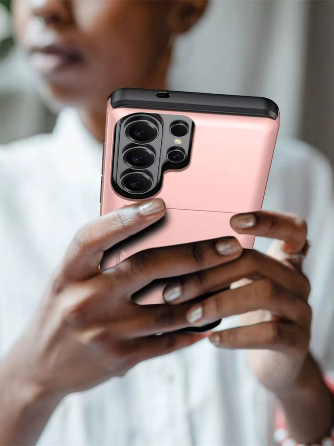 Xeber Brieftaschen-Hülle mit Schiebe-Kartenfach für Samsung Galaxy S26 S25 S24 S23 S22 Ultra FE A37 A57 stoßfeste Handyhülle in Silber und Pink - Bild 7