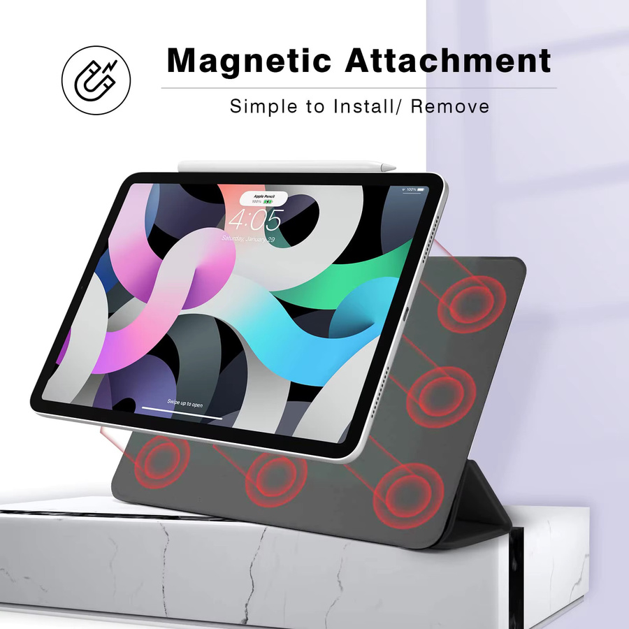 Apple iPad Pro 13 Hülle und iPad Air 11 Hülle mit magnetischer Befestigung und dreifach faltbarem Stand, erhältlich in Schwarz und Lila - Bild 2