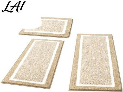 StormRider 3er-Set Rutschfeste Badvorleger in Beige, Waschbare und Hochsaugfähige Badezimmerteppiche - Bild 1