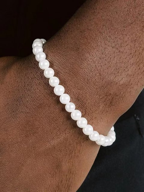 Armband, Weiß, Acryl Perle, Unisex - Bild 1