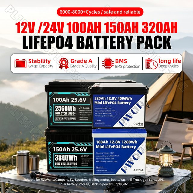 Sicksun LiFePO4 Lithium-Batterie 24V 100Ah 150Ah 320Ah mit integriertem BMS für Wohnmobile, Solar, Marine und Off-Grid Anwendungen - Bild 1