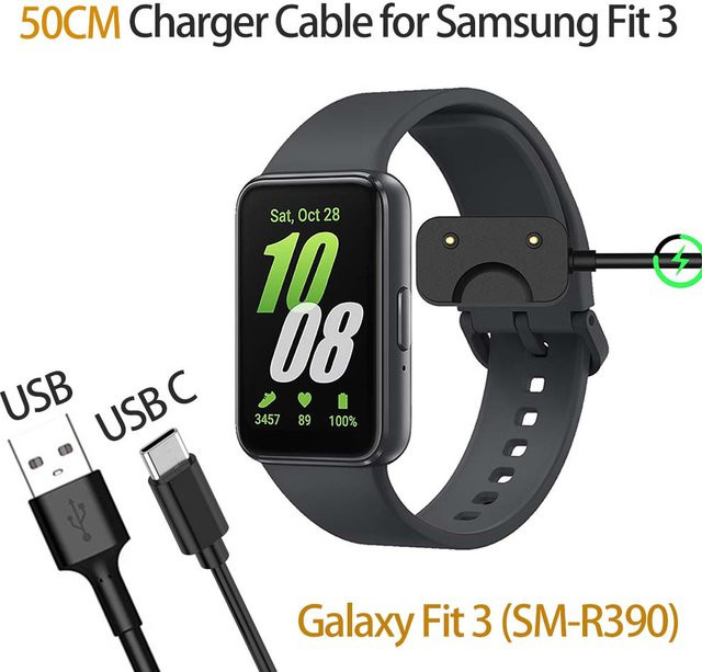 Magnetisches USB-C Ladekabel für Samsung Galaxy Fit 3 in Schwarz, 50 cm - Bild 1