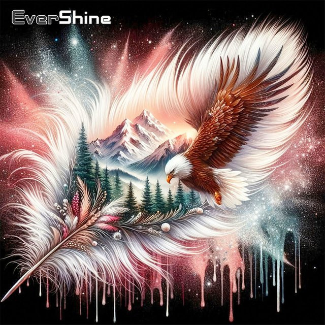 EverShine Diamond Painting Set Adler Landschaft Motiv mit bunten Strass-Mosaik Steinen in Vollquadrat-Stickerei B/H: 20 x 20 cm - Bild 1