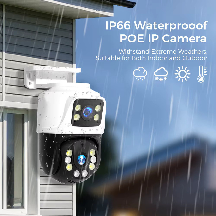 Hiseeu Dual-Lens Dual-Screen PTZ IP Kamera 3MP + 3MP PoE Outdoor Überwachungskamera in Weiß mit H.265 und Onvif Unterstützung - Bild 5