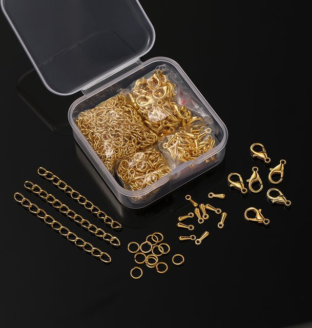 St.kunkka Charm Kit, Karabinerverschluss, Binderinge, Verlängerungskette, Wassertropfen End Anhänger, Verbinder, Unisex - Bild 1
