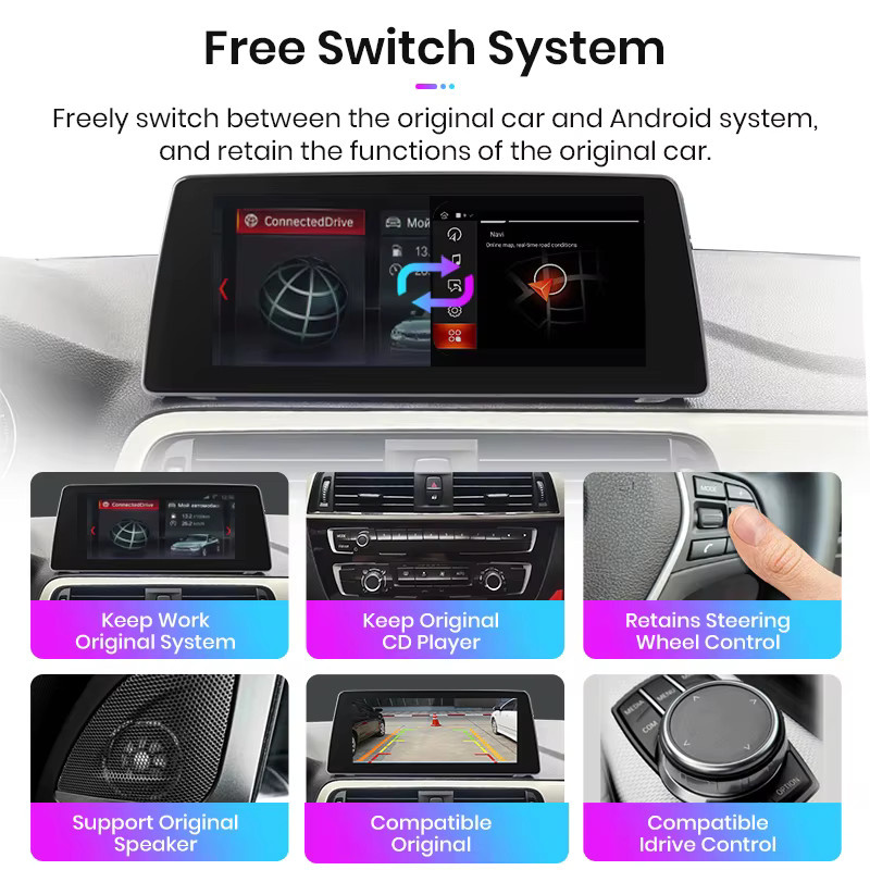 Junsun Wireless CarPlay und Android Auto Autoradio mit 10,25 Zoll Display und GPS-Navigation für BMW 1er F20 (2017-2019) in Schwarz - Bild 3
