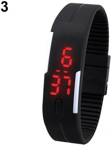 3C Accessories Exclusive Sport-LED-Digitaluhr mit Touchscreen aus Silikonkautschuk, wasserdicht, Schwarz und Rot - Bild 1