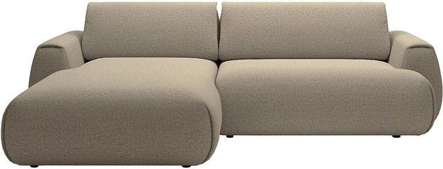 Vente-unique Schlafsofa Monelia in Taupe und Beige mit L-Form und Schlaffunktion aus Chenille-Stoff, Breite: 270 cm - Bild 1
