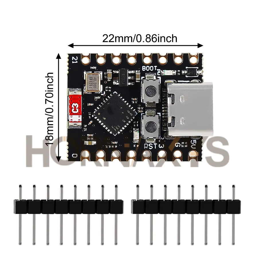 HORNAXYS ESP32-C3 SuperMini Entwicklungsboard mit WiFi und Bluetooth, 4M Flash, Schwarz - Bild 2