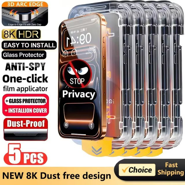 Privatsphäre-Schutzglas Anti-Spy Displayschutzfolie für Apple iPhone 16 15 14 13 12 11 Pro Max Plus XR X 7 8 in Transparent - Bild 1