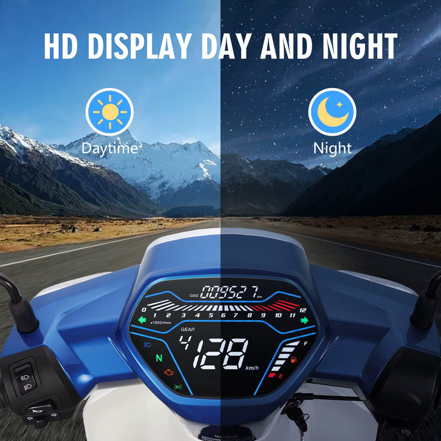 Digitaler Motorrad-Tachometer mit weißer Hintergrundbeleuchtung und Multi-LED-Dashboard für Honda Wave C100 CD100 EX5 Class1 CX DX von ZMFJH - Bild 4