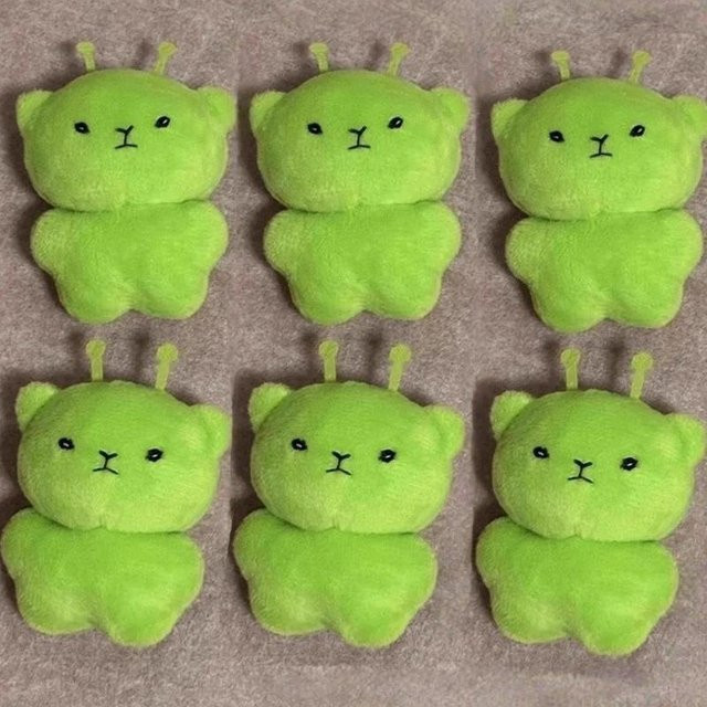 Linyi toy Schlüsselanhänger, Alien-Katze, Grün, Plüsch, Unisex - Bild 1