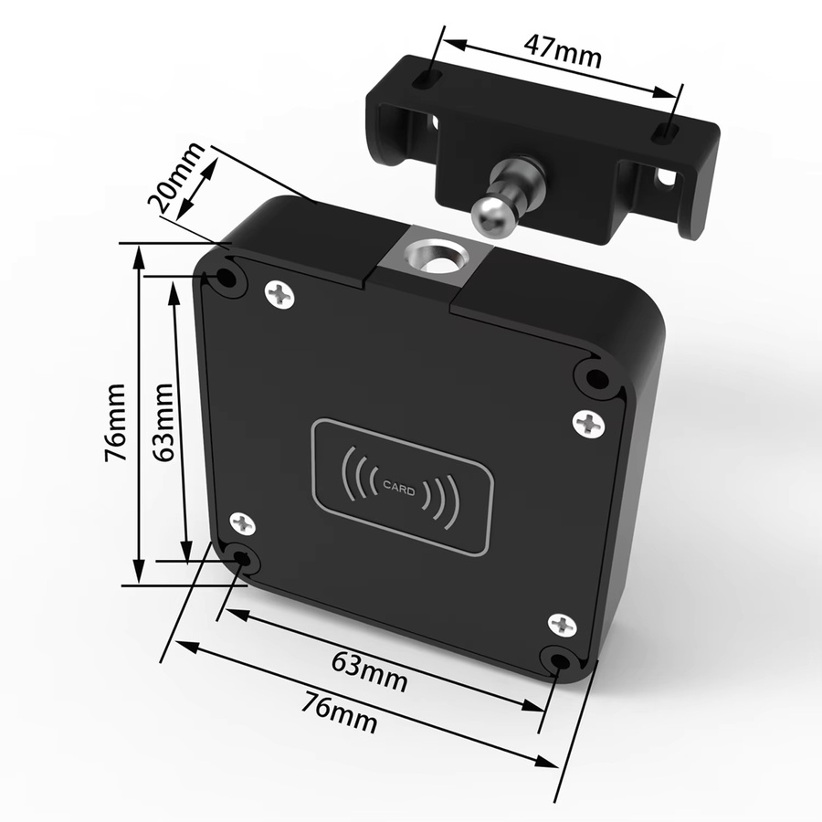 LUCKING DOOR Elektronisches Bluetooth-Schloss in Schwarz mit Tuya App und NFC-Kartenunterstützung für Schränke und Schubladen - Bild 2