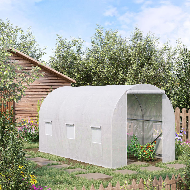 Outsunny Foliengewächshaus Treibhaus für Gartenpflege und Pflanzenzucht, H x B x T: 200 x 350 x 200 cm - Bild 2