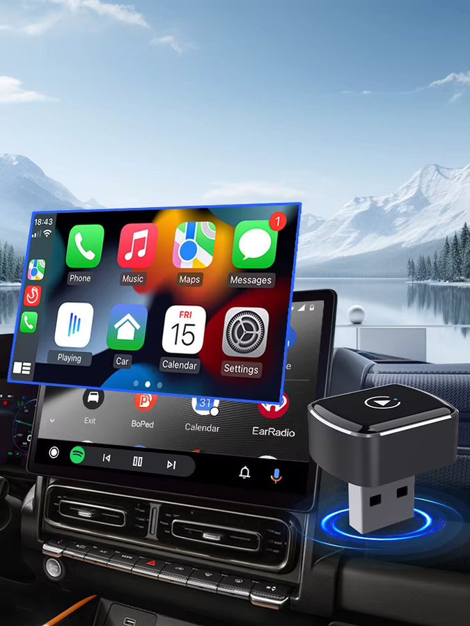 Hippcron 2-in-1 Kabelloser CarPlay und Android Auto Adapter, Smart Box mit USB-Schnittstelle, Schwarz - Bild 6