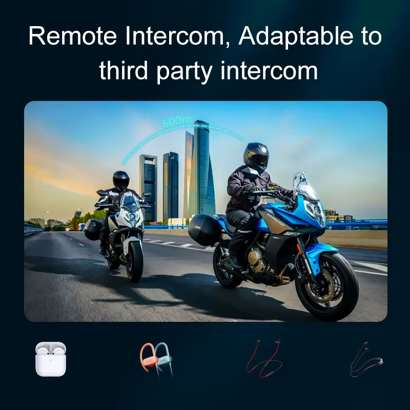 Kebidumei Y12Pro Motorradhelm-Intercom Bluetooth-Headset mit Musikmischung und Musikfreigabe, Wasserdicht, Schwarz - Bild 3