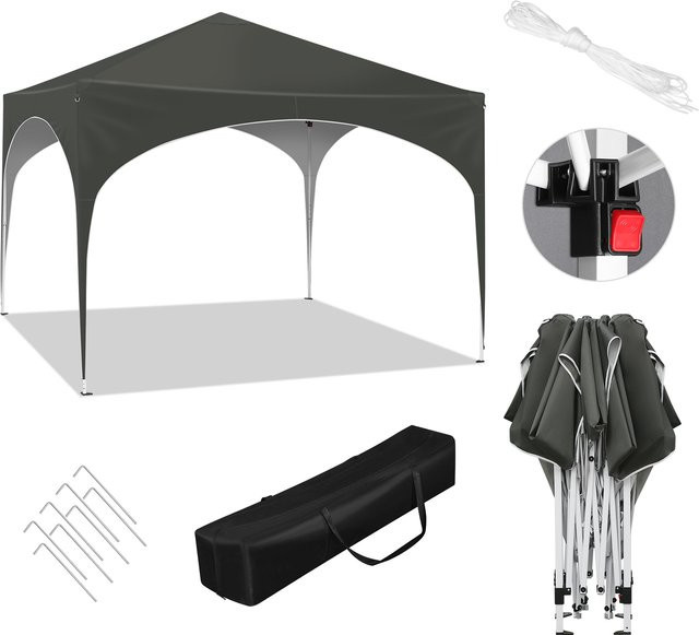 WOLTU Gartenpavillon Pop-Up Partyzelt mit Halbkreisdach, wasserdicht und zusammenklappbar, beige, B/T: 300 x 300 cm, Höhe: 260 cm - Bild 1