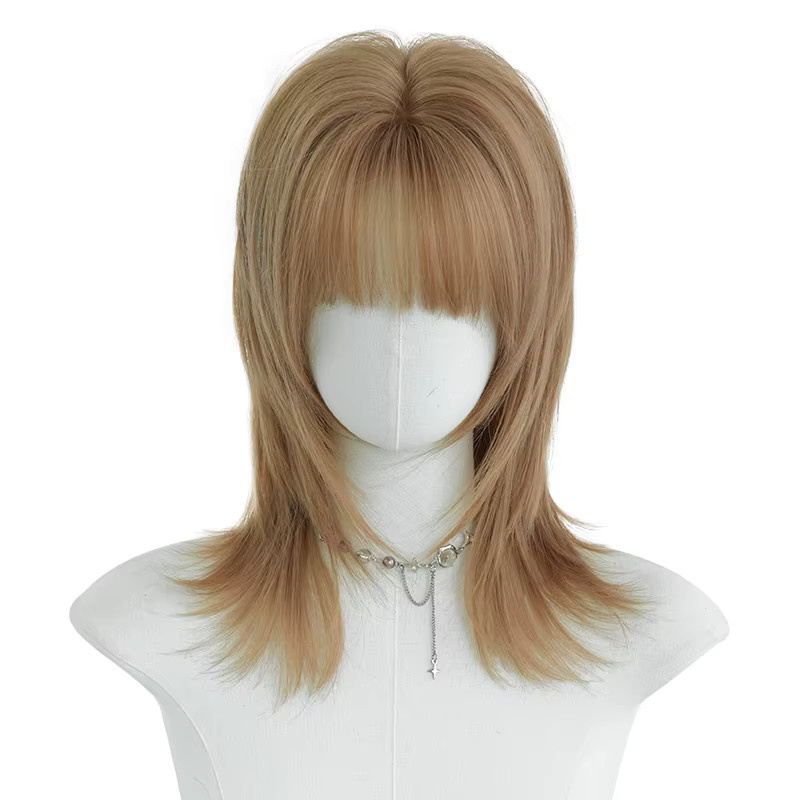 7JHH WIGS Perücke für Damen, schulterlang, glatt, goldbraun, synthetisch - Bild 3