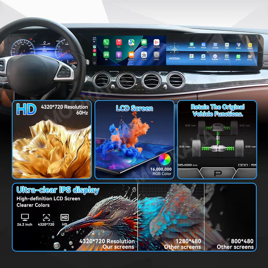 MOOKAKA 38,5 Zoll Dreifachbildschirm Android Autoradio für Mercedes-Benz E-Klasse W213 2016-2020 mit GPS und Carplay in Schwarz - Bild 5