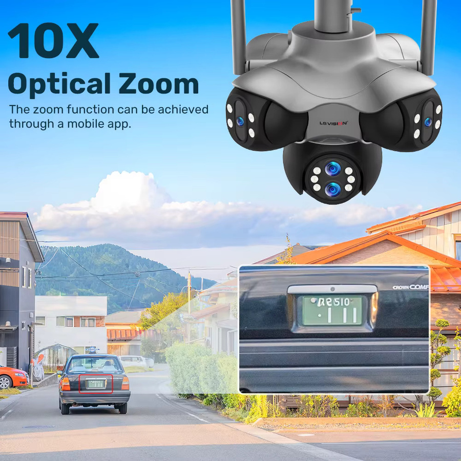 LS VISION Wifi PTZ Panorama-Überwachungskamera für den Außenbereich mit 6 Objektiven und 30 MP für die kabellose Videoüberwachung und Nachtsicht - Bild 3