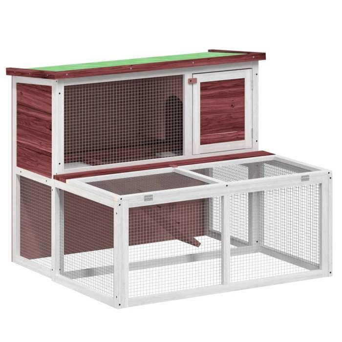 Maison Exclusive Kaninchenstall aus Kiefer Massivholz mit 2 Ebenen, Schutzhaus und Rampe, B/T/H: 102 x 90 x 84,5 cm - Bild 4