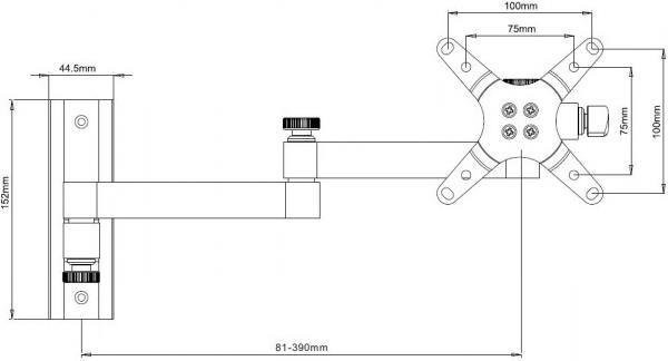 Techly Wandhalterung für LCD und LED Fernseher mit 3 Gelenken und Langarm, schwarz, Modell ICA-LCD-104BK - Bild 1
